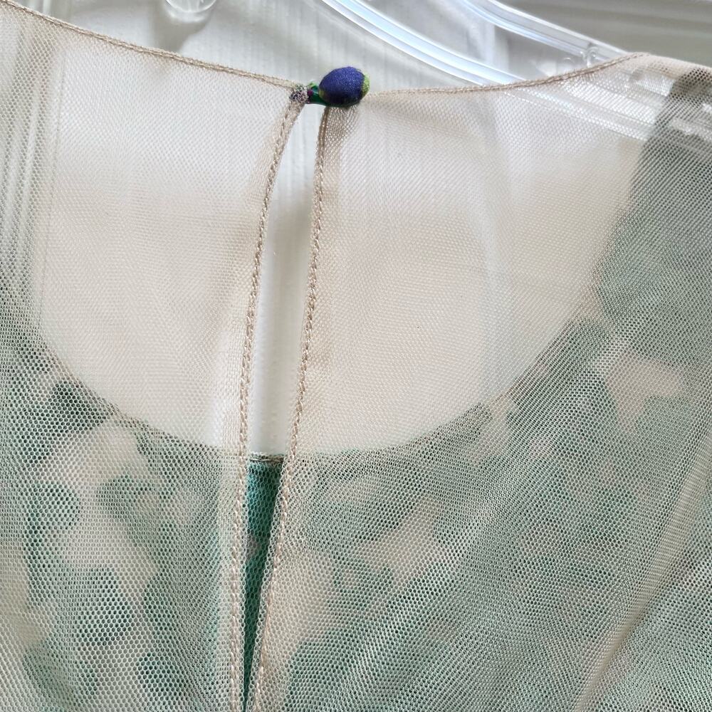 Hemant and Nandita Mintzita Silk Embroidered Green Sleeveless Maxi Dress Size 2 - Picture 6 of 10